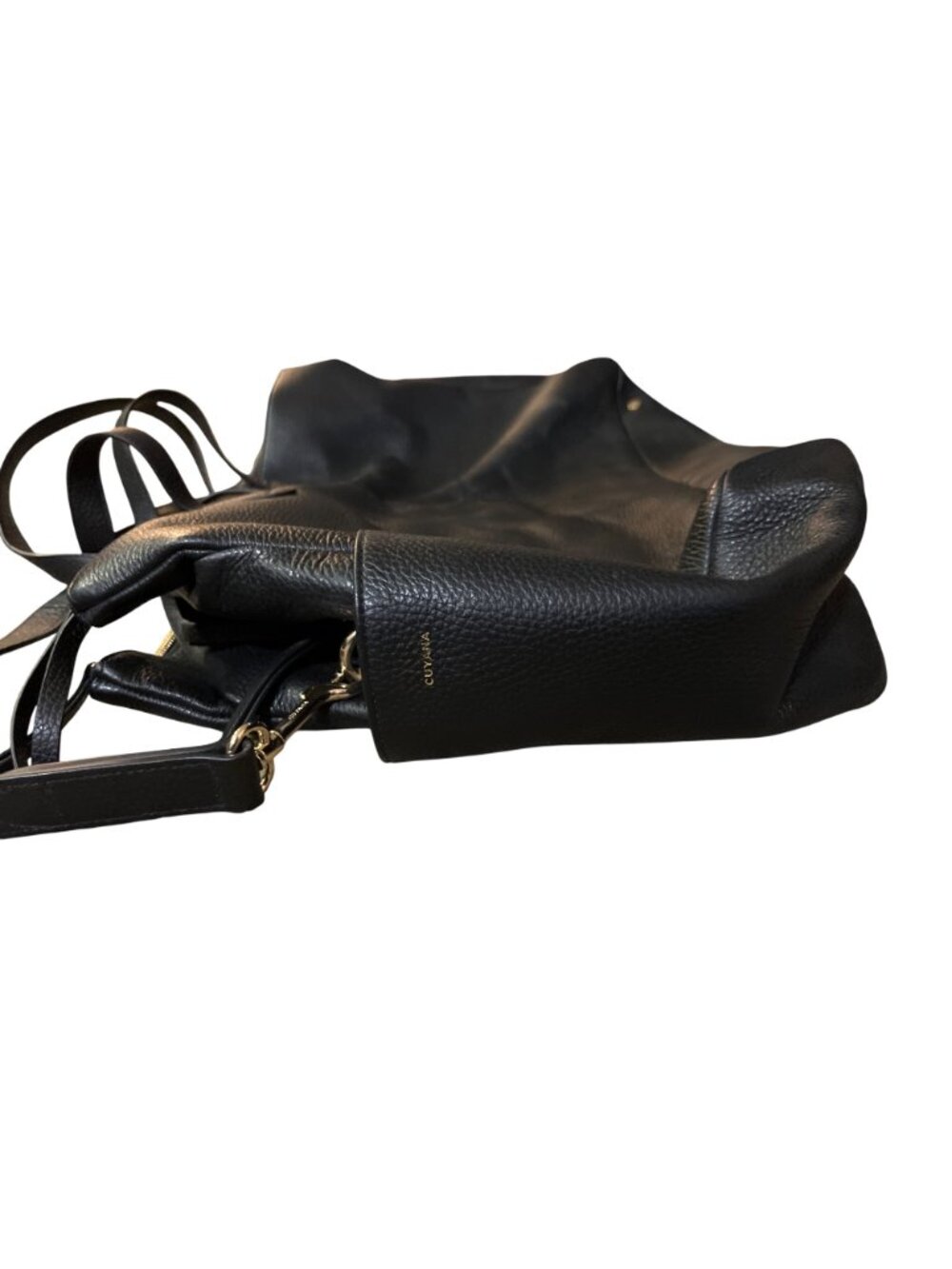 Cuyana Triple Zipper Weekender Bag Black Italian Leather Used Large - Picture 5 of 16